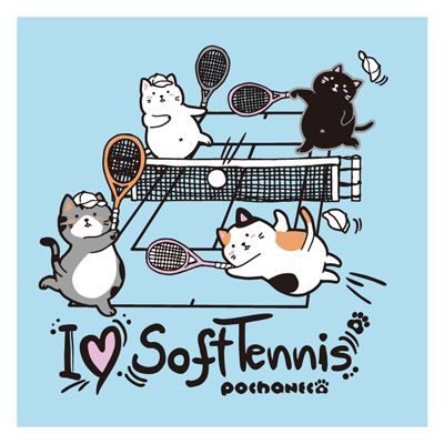 ゴーセン 2018春企画Tシャツ ぽちゃネコ I LOVE SOFTTENNIS (NPT02)